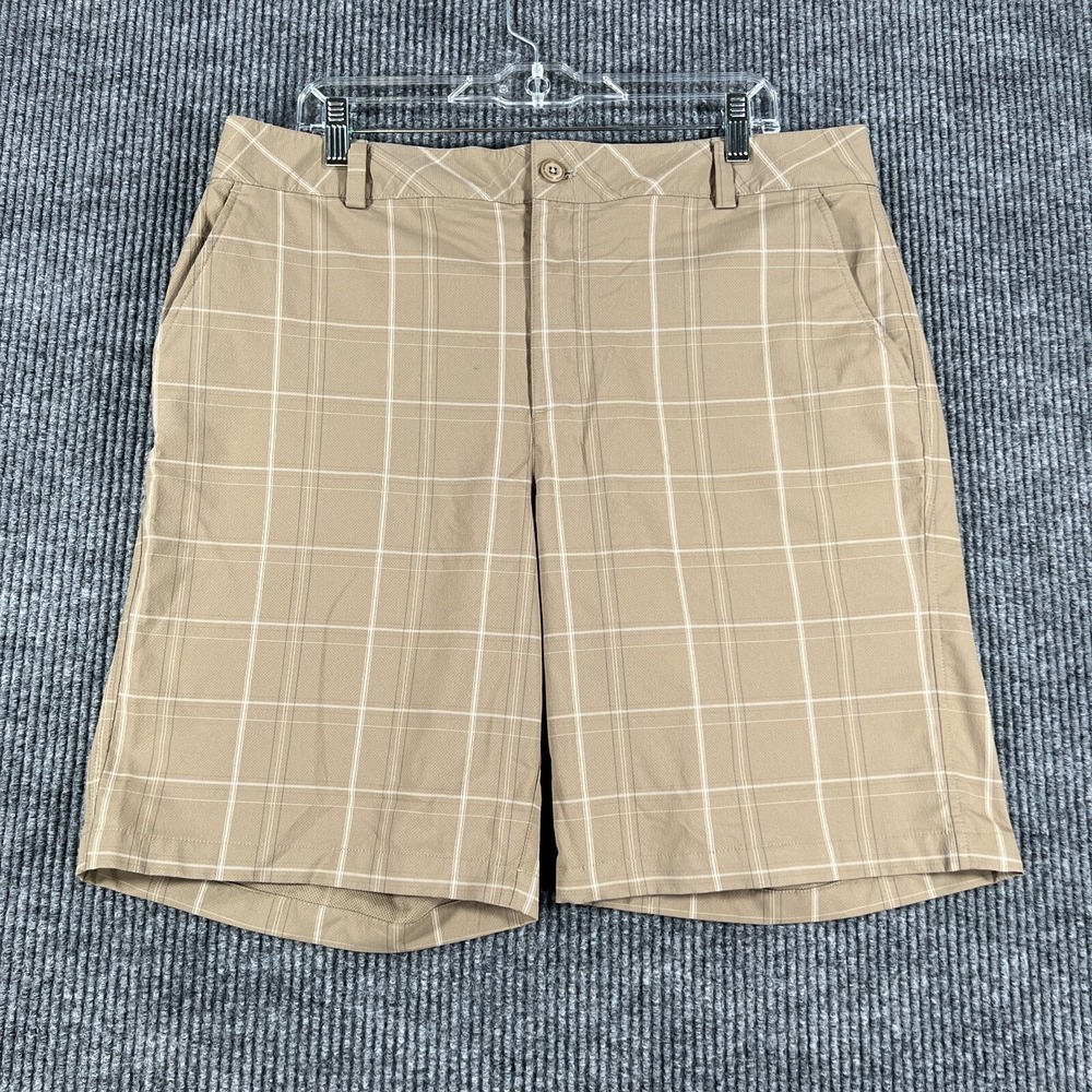 Under Armour Golf Shorts Mens Size 36R Brown Check Chino Casual Outdoor Light